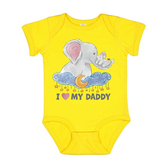 I Love My Daddy Cute Elephants with Moon and Stars Boys or Girls Baby Bodysuit