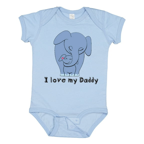 Inktastic I Love My Daddy Elephant Blue Boys Baby Bodysuit