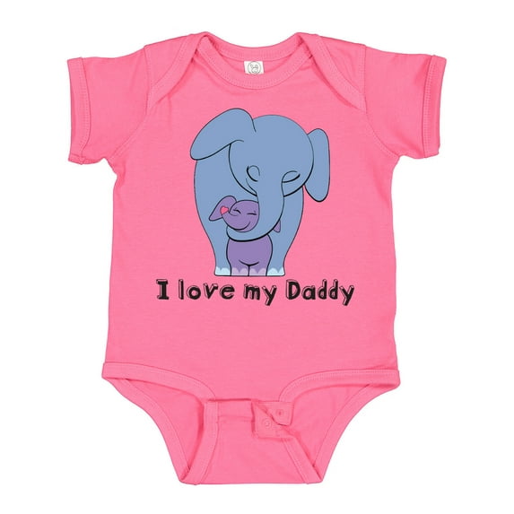 Inktastic I Love My Daddy Elephant Blue Purple Boys or Girls Baby Bodysuit