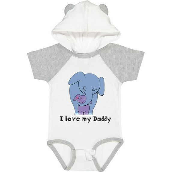 Inktastic I Love My Daddy Elephant Blue Purple Boys or Girls Baby Bodysuit