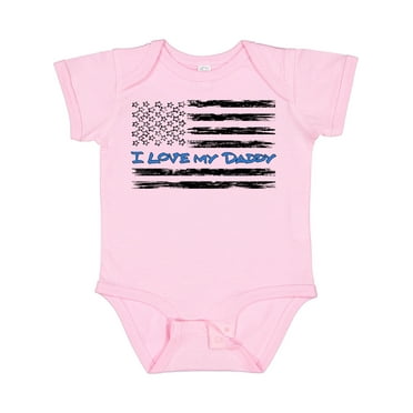 Inktastic I Love My Daddy- Police Officer, Distressed Flag Boys or Girls Baby Bodysuit