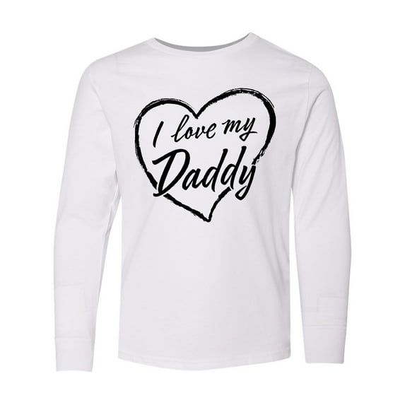Inktastic I Love My Daddy in Black Chalk Heart Long Sleeve Youth T-Shirt