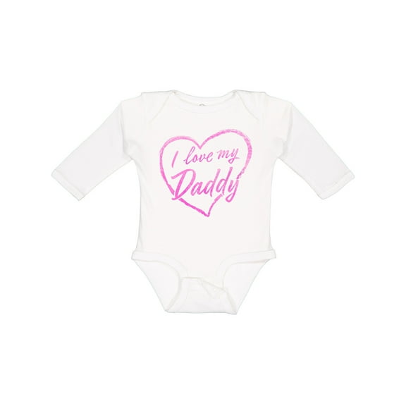 Inktastic I Love My Daddy in Pink Chalk Heart Boys or Girls Long Sleeve Baby Bodysuit