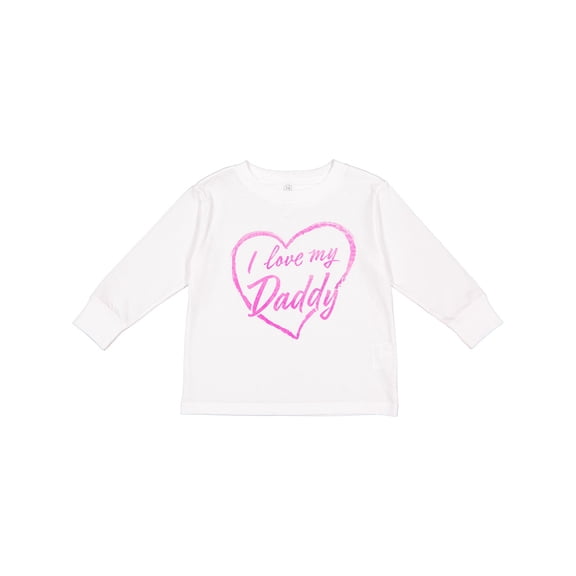 Inktastic I Love My Daddy in Pink Chalk Heart Boys or Girls Long Sleeve Toddler T-Shirt