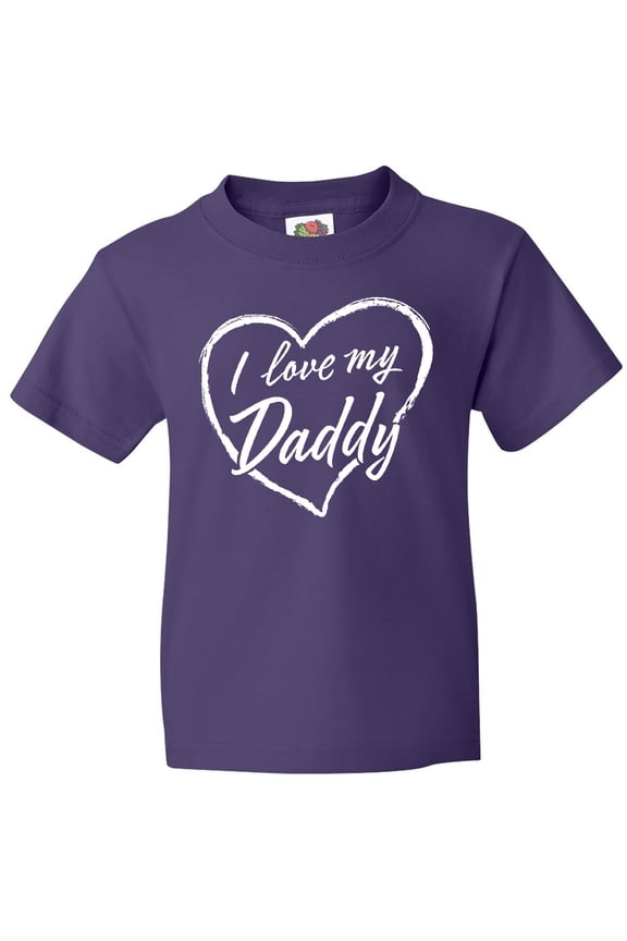 I Love My Daddy in White Chalk Heart Youth T-Shirt