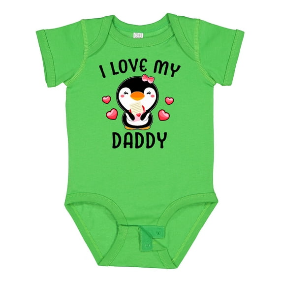 Inktastic I Love My Daddy with Cute Penguin and Hearts Girls Baby Bodysuit