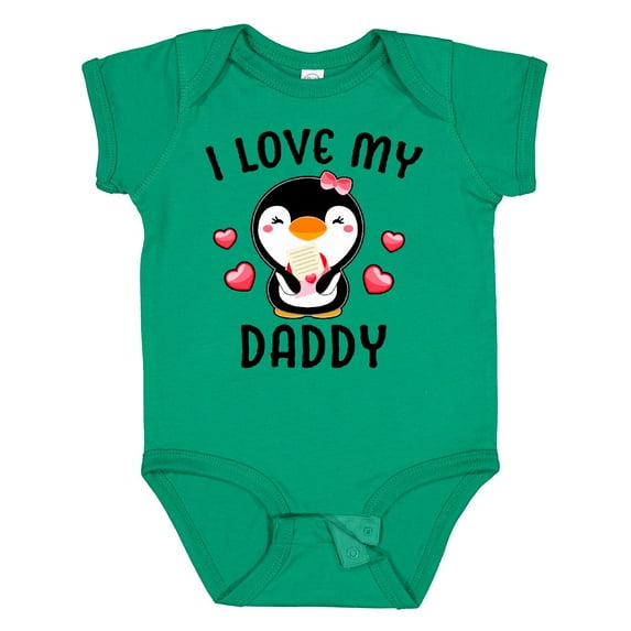 Inktastic I Love My Daddy with Cute Penguin and Hearts Girls Baby Bodysuit