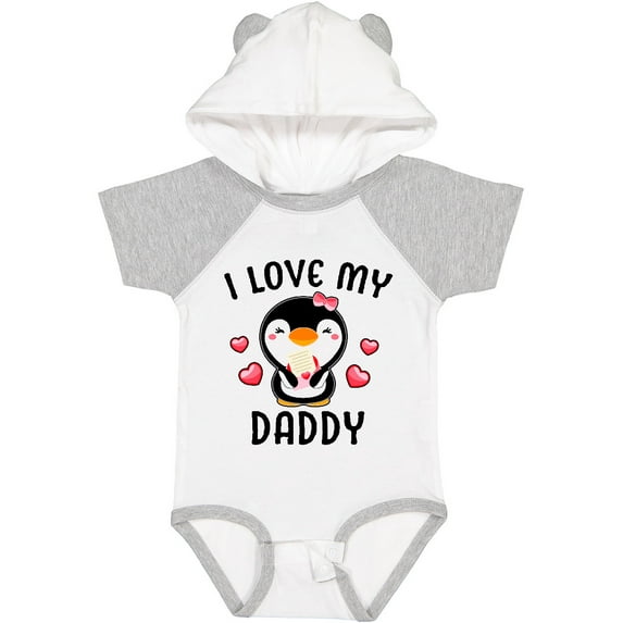 Inktastic I Love My Daddy with Cute Penguin and Hearts Girls Baby Bodysuit