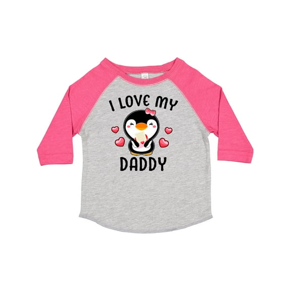 Inktastic I Love My Daddy with Cute Penguin and Hearts Girls Toddler T-Shirt