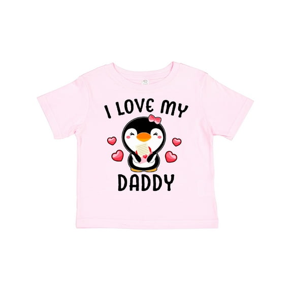 Inktastic I Love My Daddy with Cute Penguin and Hearts Girls Toddler T-Shirt
