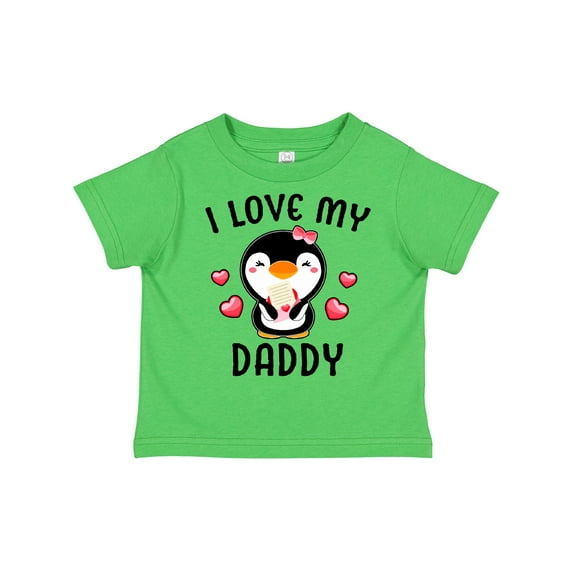 Inktastic I Love My Daddy with Cute Penguin and Hearts Girls Toddler T-Shirt