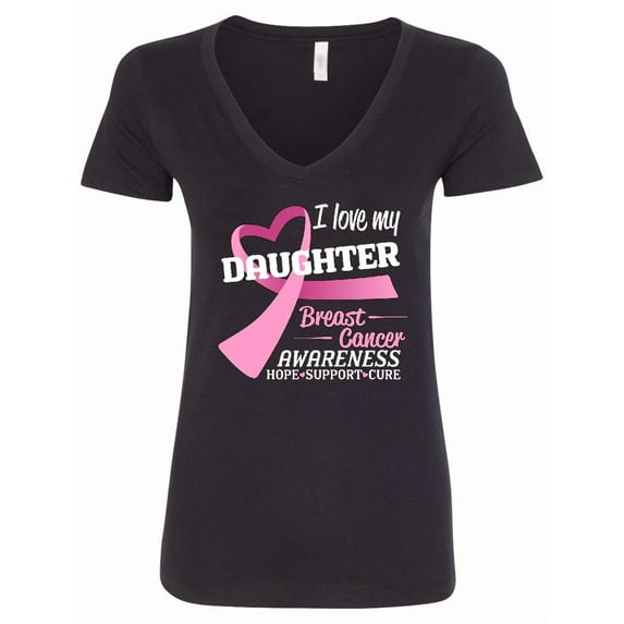 Inktastic I Love My Daughter Breast Cancer Awareness Hope, Support, Love Women's V-Neck T-Shirt