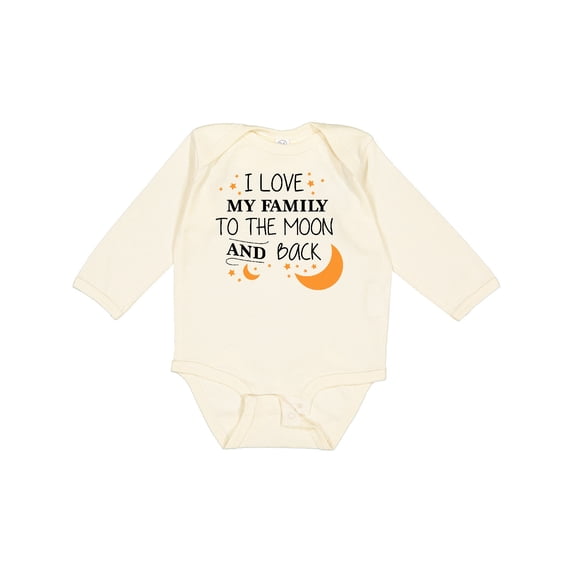 Inktastic I Love My Family to the Moon and Back Boys or Girls Long Sleeve Baby Bodysuit