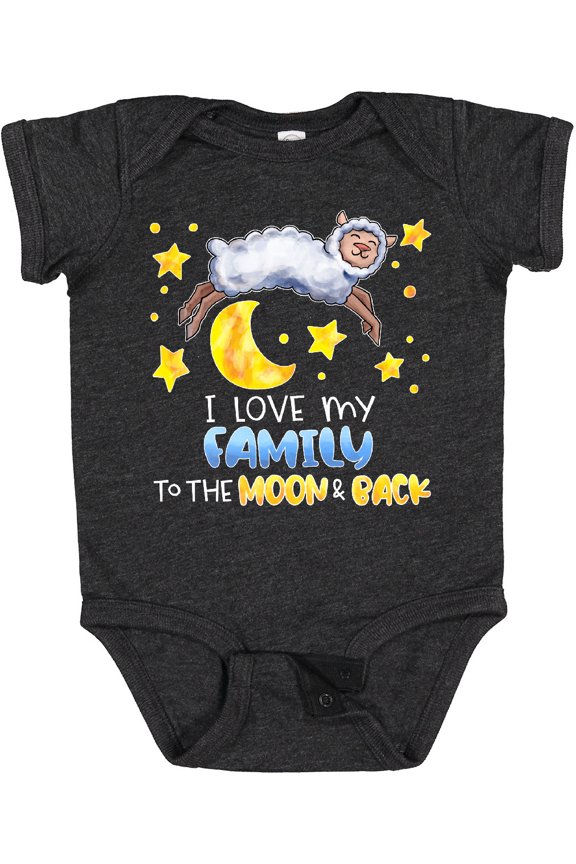 I Love My Family to the Moon and Back Cute Sheep Boys or Girls Baby Bodysuit