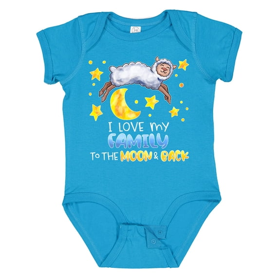 Inktastic I Love My Family to the Moon and Back Cute Sheep Boys or Girls Baby Bodysuit