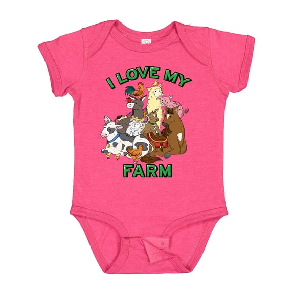 Inktastic I Love My Farm with Happy Farm Animals Boys or Girls Baby Bodysuit