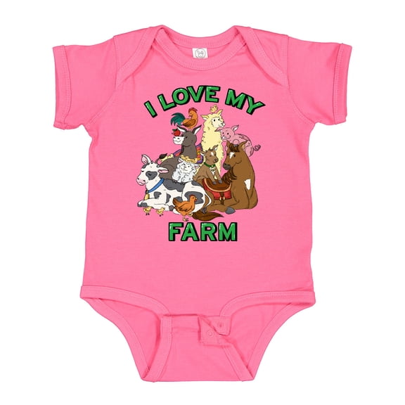Inktastic I Love My Farm with Happy Farm Animals Boys or Girls Baby Bodysuit