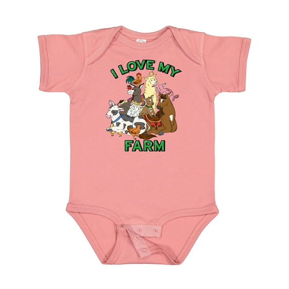 Inktastic I Love My Farm with Happy Farm Animals Boys or Girls Baby Bodysuit