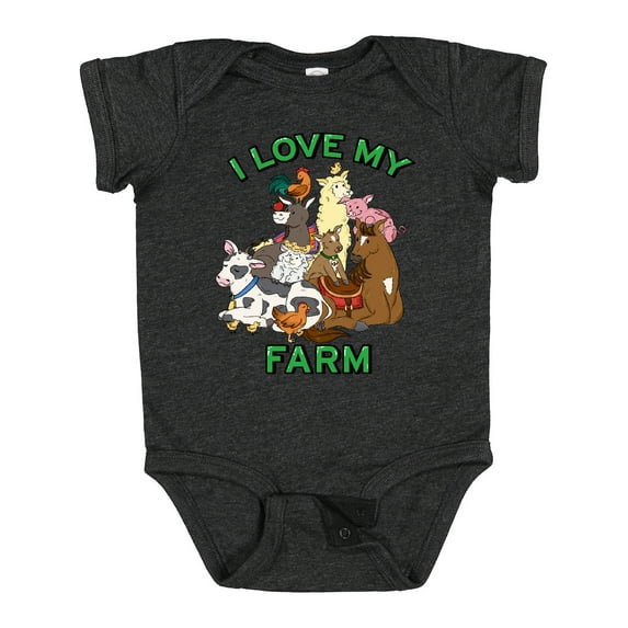 Inktastic I Love My Farm with Happy Farm Animals Boys or Girls Baby Bodysuit