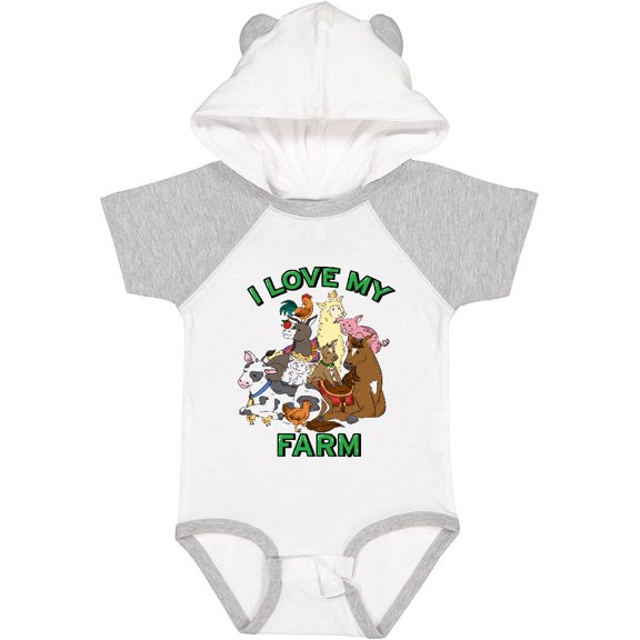 Inktastic I Love My Farm with Happy Farm Animals Boys or Girls Baby Bodysuit