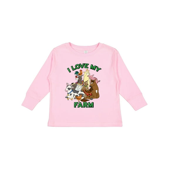 Inktastic I Love My Farm with Happy Farm Animals Boys or Girls Long Sleeve Toddler T-Shirt