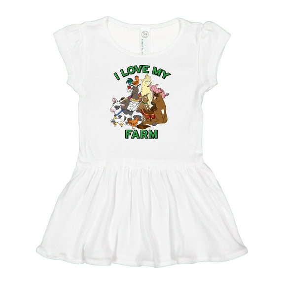 Inktastic I Love My Farm with Happy Farm Animals Girls Baby Dress
