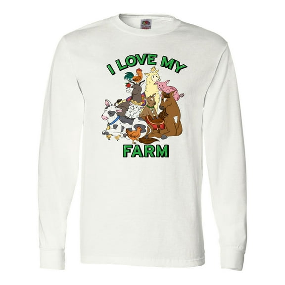 Inktastic I Love My Farm with Happy Farm Animals Long Sleeve T-Shirt