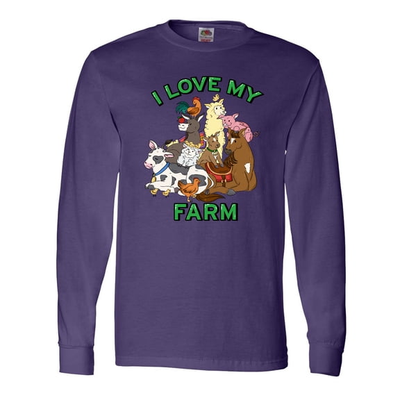Inktastic I Love My Farm with Happy Farm Animals Long Sleeve T-Shirt