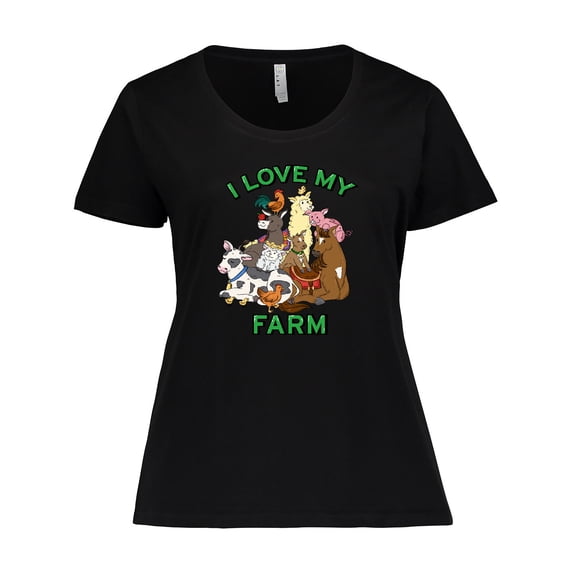 Inktastic I Love My Farm with Happy Farm Animals Women's Plus Size T-Shirt