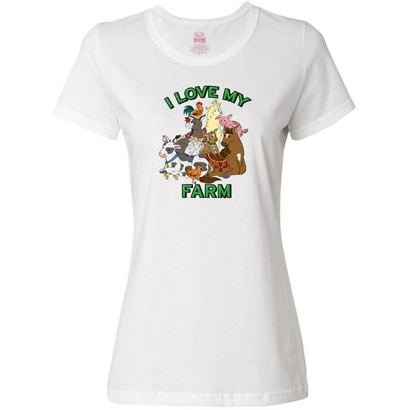 Inktastic I Love My Farm with Happy Farm Animals Women's T-Shirt