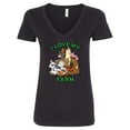 thumbnail image 1 of Inktastic I Love My Farm with Happy Farm Animals Women's V-Neck T-Shirt, 1 of 5