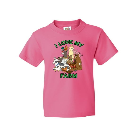Inktastic I Love My Farm with Happy Farm Animals Youth T-Shirt