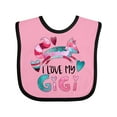 thumbnail image 1 of Inktastic I Love My Gigi Pink and Blue Fox with Hearts Boys or Girls Baby Bib, 1 of 4