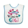 thumbnail image 1 of Inktastic I Love My Gigi Pink and Blue Fox with Hearts Boys or Girls Baby Bib, 1 of 4