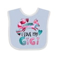 thumbnail image 1 of Inktastic I Love My Gigi Pink and Blue Fox with Hearts Boys or Girls Baby Bib, 1 of 4