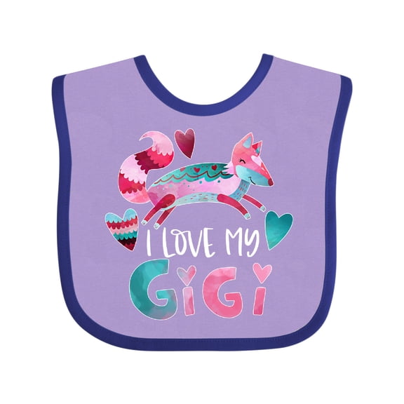 Inktastic I Love My Gigi Pink and Blue Fox with Hearts Boys or Girls Baby Bib