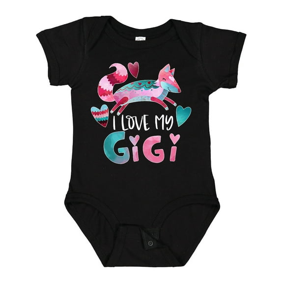 Inktastic I Love My Gigi Pink and Blue Fox with Hearts Boys or Girls Baby Bodysuit