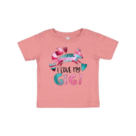 Inktastic I Love My Gigi Pink and Blue Fox with Hearts Boys or Girls Baby T-Shirt