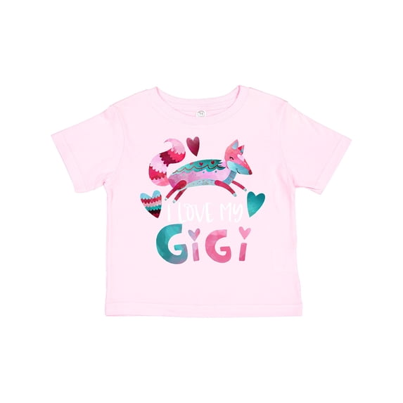 Inktastic I Love My Gigi Pink and Blue Fox with Hearts Boys or Girls Toddler T-Shirt