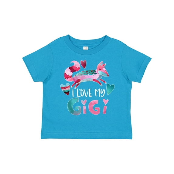 Inktastic I Love My Gigi Pink and Blue Fox with Hearts Boys or Girls Toddler T-Shirt