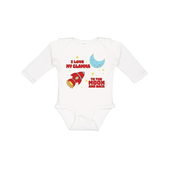 Inktastic I Love My Glamma to the Moon and Back Boys or Girls Long Sleeve Baby Bodysuit