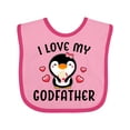 thumbnail image 1 of Inktastic I Love My Godfather with Cute Penguin and Hearts Girls Baby Bib, 1 of 4
