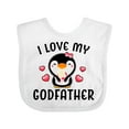 thumbnail image 1 of Inktastic I Love My Godfather with Cute Penguin and Hearts Girls Baby Bib, 1 of 4