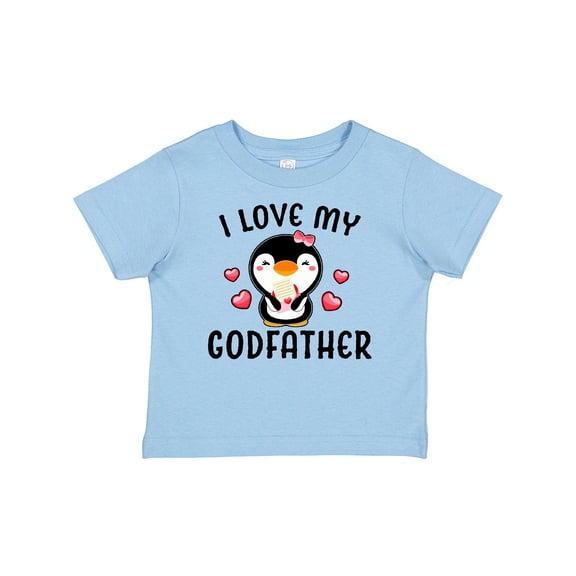 Inktastic I Love My Godfather with Cute Penguin and Hearts Girls Baby T-Shirt