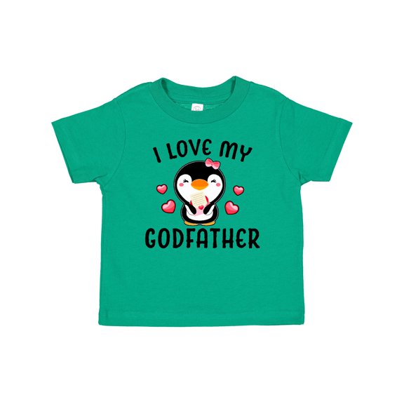 Inktastic I Love My Godfather with Cute Penguin and Hearts Girls Baby T-Shirt