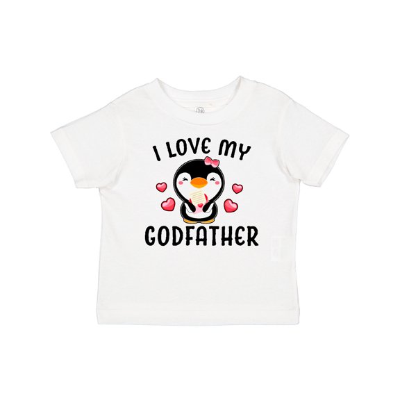 Inktastic I Love My Godfather with Cute Penguin and Hearts Girls Baby T-Shirt