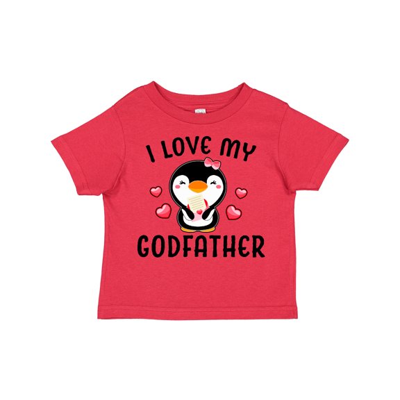 Inktastic I Love My Godfather with Cute Penguin and Hearts Girls Toddler T-Shirt