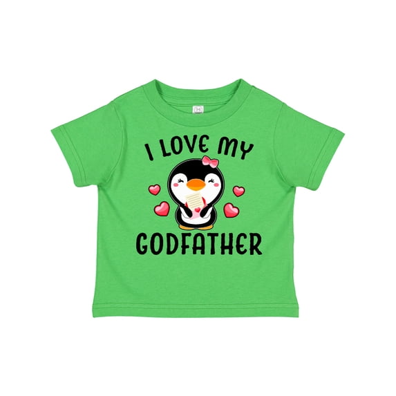 Inktastic I Love My Godfather with Cute Penguin and Hearts Girls Toddler T-Shirt