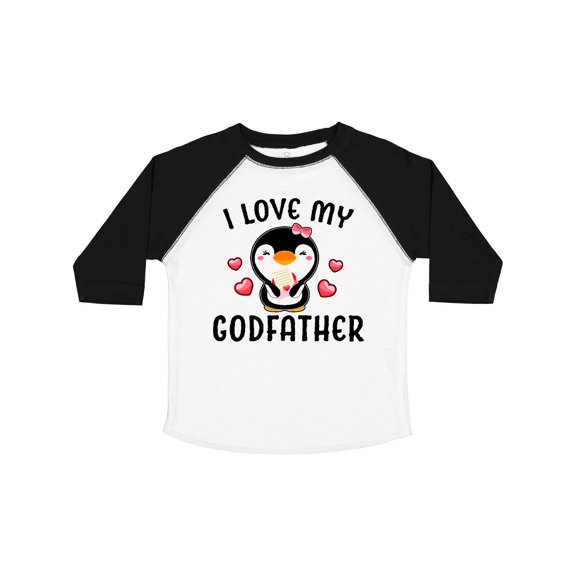 Inktastic I Love My Godfather with Cute Penguin and Hearts Girls Toddler T-Shirt