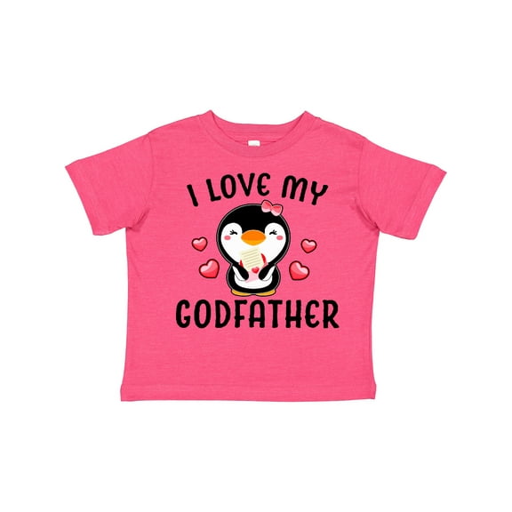 Inktastic I Love My Godfather with Cute Penguin and Hearts Girls Toddler T-Shirt
